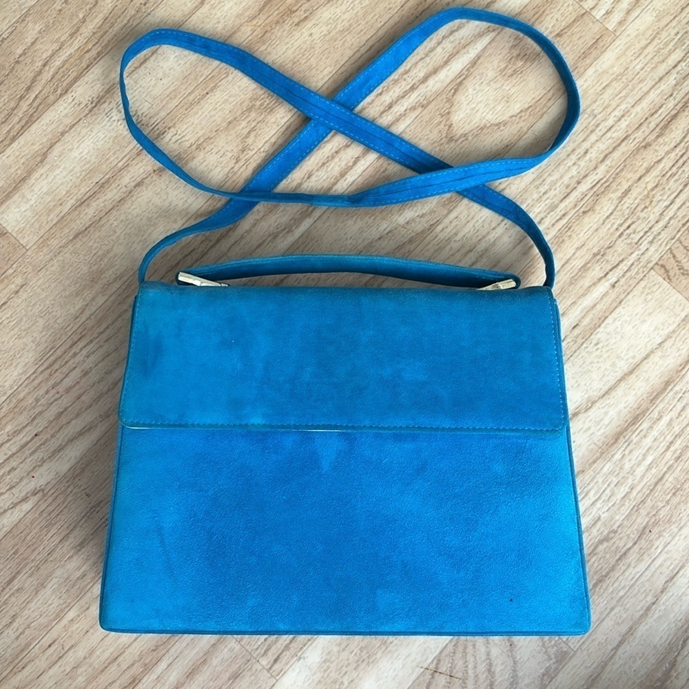 PEGABO Classic blue vintage suede square purse